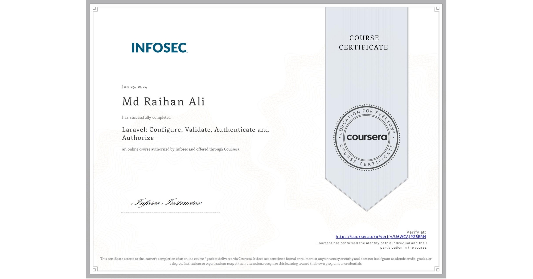 Laravel: Configure, Validate, Authenticate and Authorize certificate